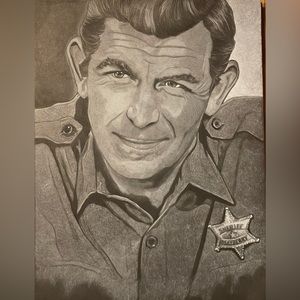 Original Andy Griffith artwork charcoal drawing 9x12